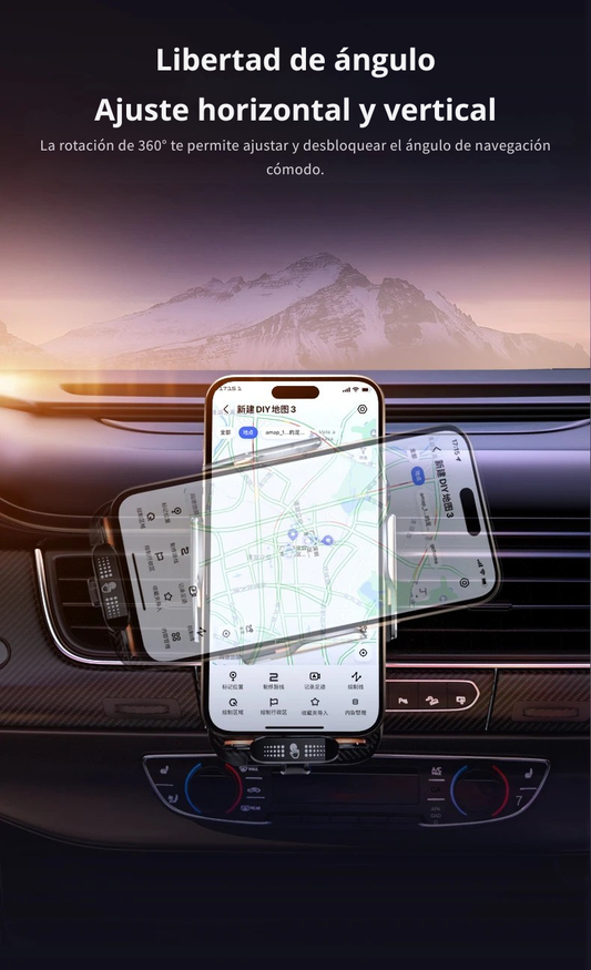 Soporte automático de móvil para coche, con carga rápida