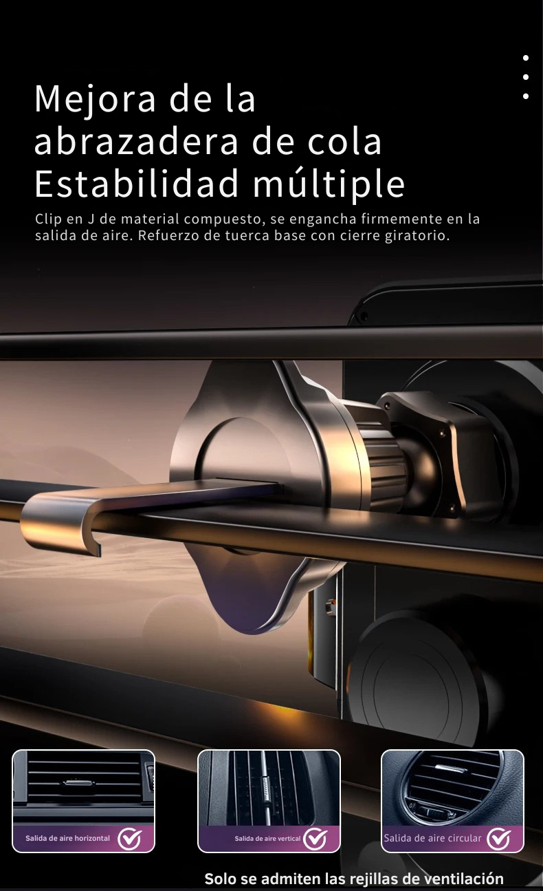 Soporte automático de móvil para coche, con carga rápida